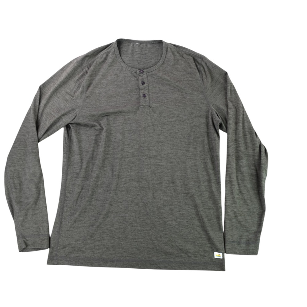 Vuori Henley Shirt Mens Large Gray Heather Long Sleeve Performance Activewear